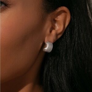 NEW Uncommon James Silver Chunky Ribbed Earrings